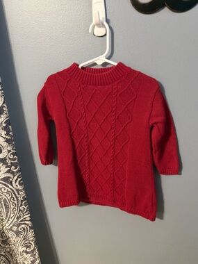 Red Cable-Knit toddler Sweater dress